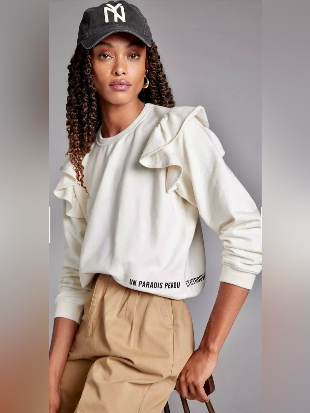 Clare V. Paradis Ruffled Sweatshirt Women’s Size XS
